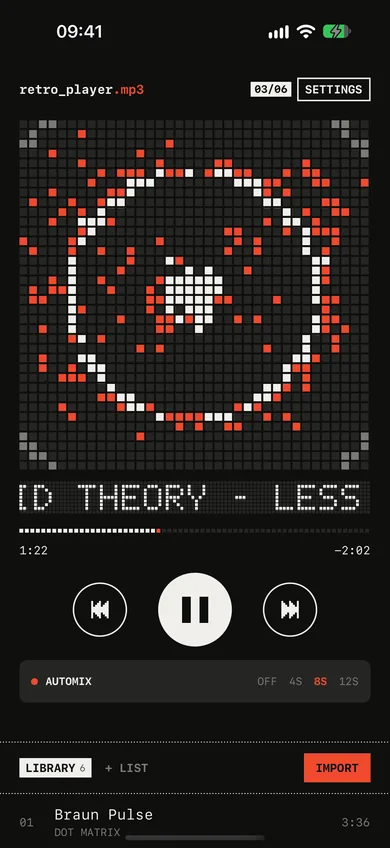 The Pulse display in dark mode.